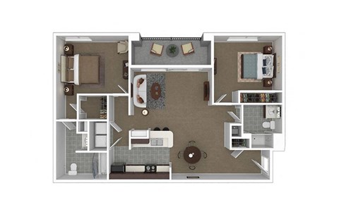 Floor plan design with 2 Bedrooms and 2 Bathrooms